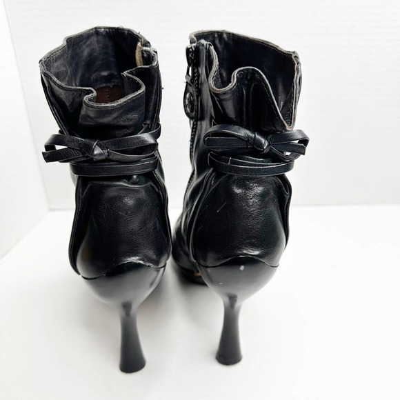 Modern Vintage Leather Lace Up Back Black Platform Bootie Ankle Boots 37 - 7 - Picture 6 of 12